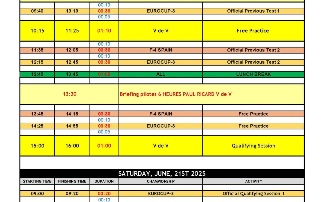 Les horaires des 6 heures du Paul Ricard sont en ligne !